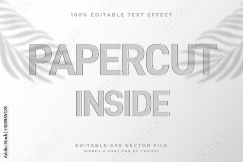Paper cut out style editable text effect Premium Vector