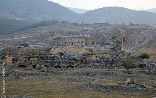 The ruins of the ancient city of the ancient.Hierapolis.Turkey
