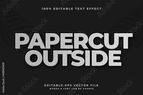 Paper cut out style editable text effect Premium Vector