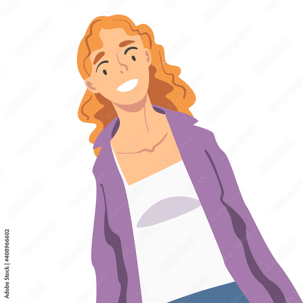 Friendly Girl Looking at Camera from Above Vector Illustration Friendly Girl Looking at Camera from Above Vector Illustration