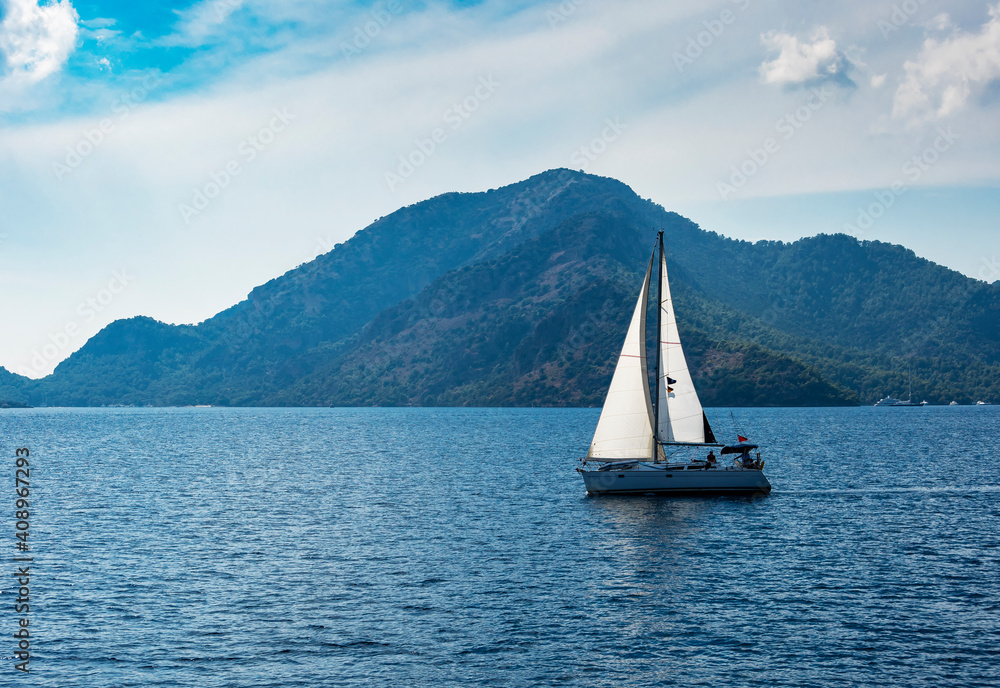 Naklejka premium Gocek Bay coastline view in Turkey