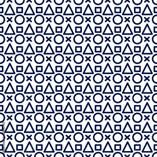 Modern Blue Geometry icon on white background. Game wallpaper concept.Seamless Pattern.