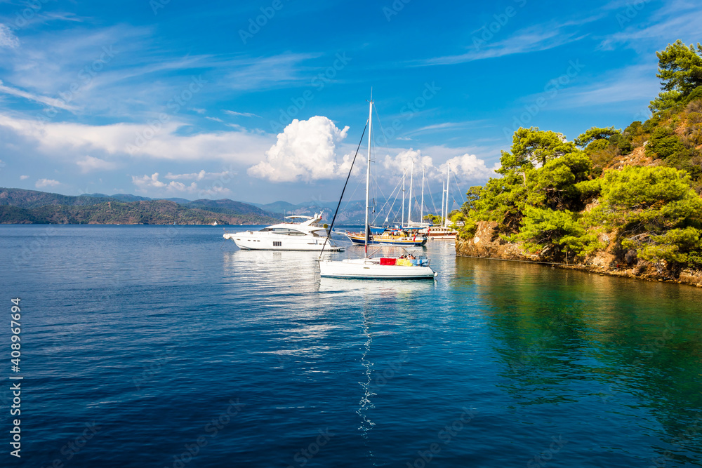 Gocek Bay coastline view in Turkey Gocek Bay coastline view in Turkey