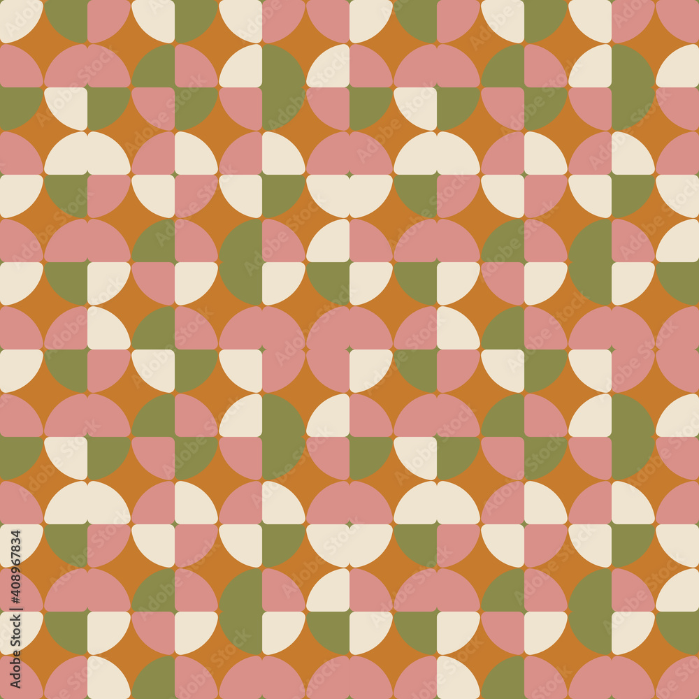 Geometric seamless pattern. Vector background with simple shapes like semi cirles and squares in neutral muted pastel colors. Geometric seamless pattern. Vector background with simple shapes like semi cirles and squares in neutral muted pastel colors.