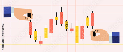 Stockbroker keeps track of the Japanese candlestick chart.