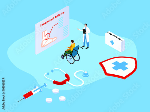 Rheumatoid 3D isometric vector concept for banner, website, illustration, landing page, flyer, etc
