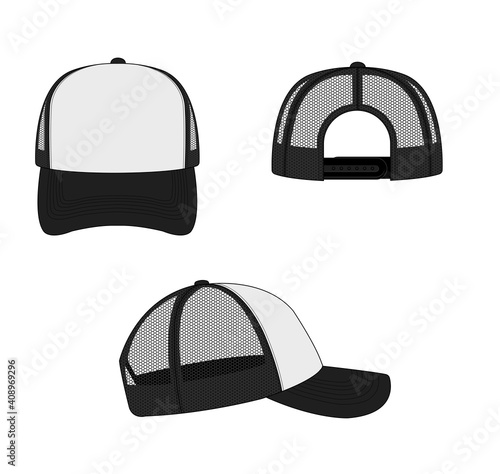 trucker cap / mesh cap template illustration ( black).