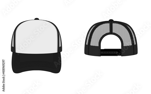 trucker cap / mesh cap template illustration ( black).