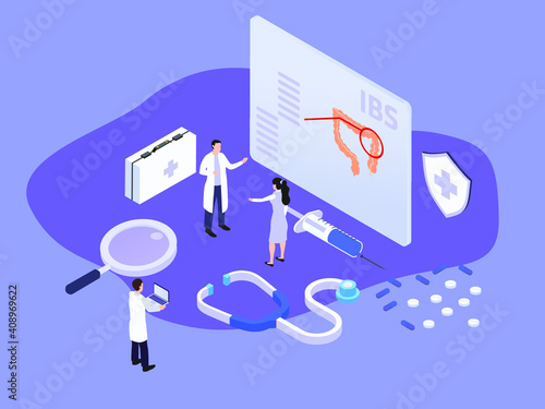 IBS 3D isometric vector concept for banner, website, illustration, landing page, flyer, etc