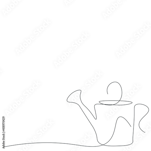 Watering can drawing on white backgrou d, vector illustration