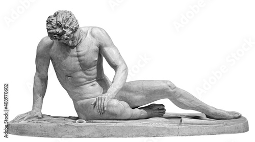 Quadro em tela Ancient white marble sculpture of naked dying man Gaul