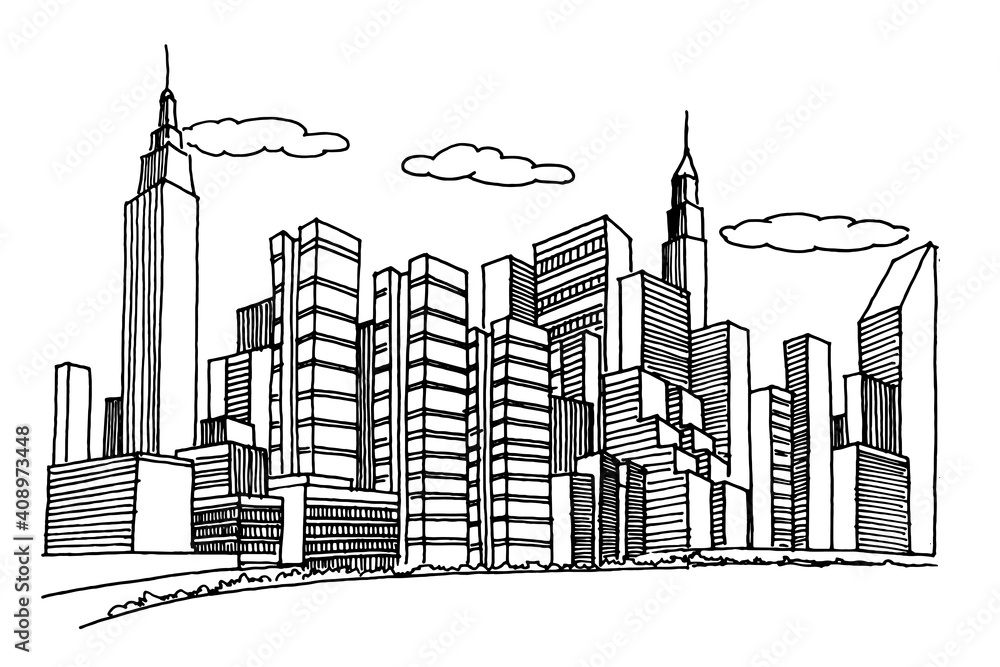 New York Skyline. Vector sketch.