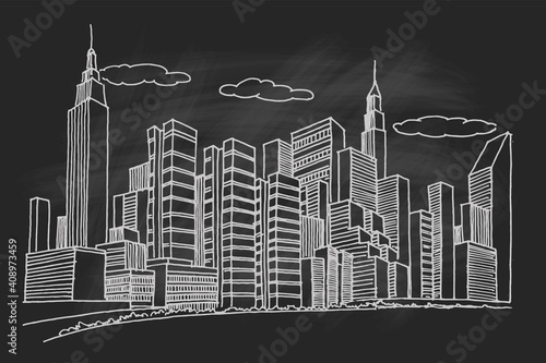 New York Skyline. Vector sketch.