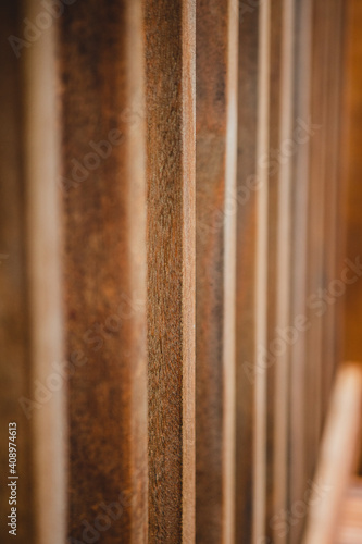 Close up of a wooden railings