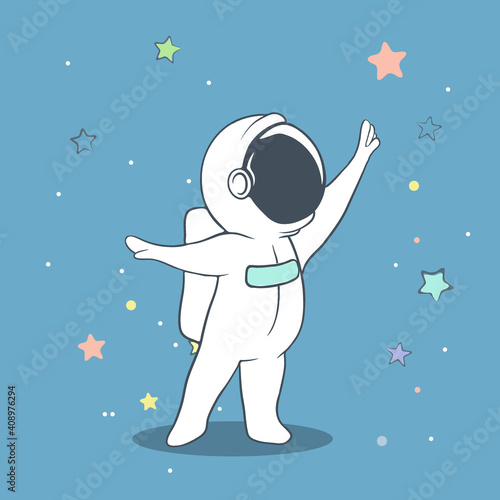 astronaut stretches for the stars