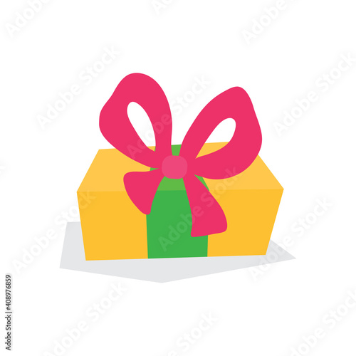 Surprise gift, surprise gift box, birthday celebration, special gift bag, loyalty reward, miracle gift vector icon, flat illustration