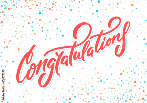 Congratulations. Vector hand drawn lettering card.