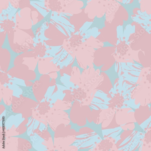 Pink Floral Brush strokes Seamless Pattern Background