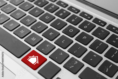 Modern keyboard, closeup. C...
