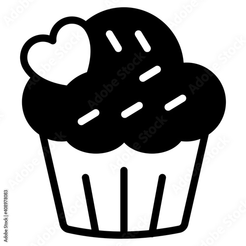 a yummy icon of cupcake in solid style