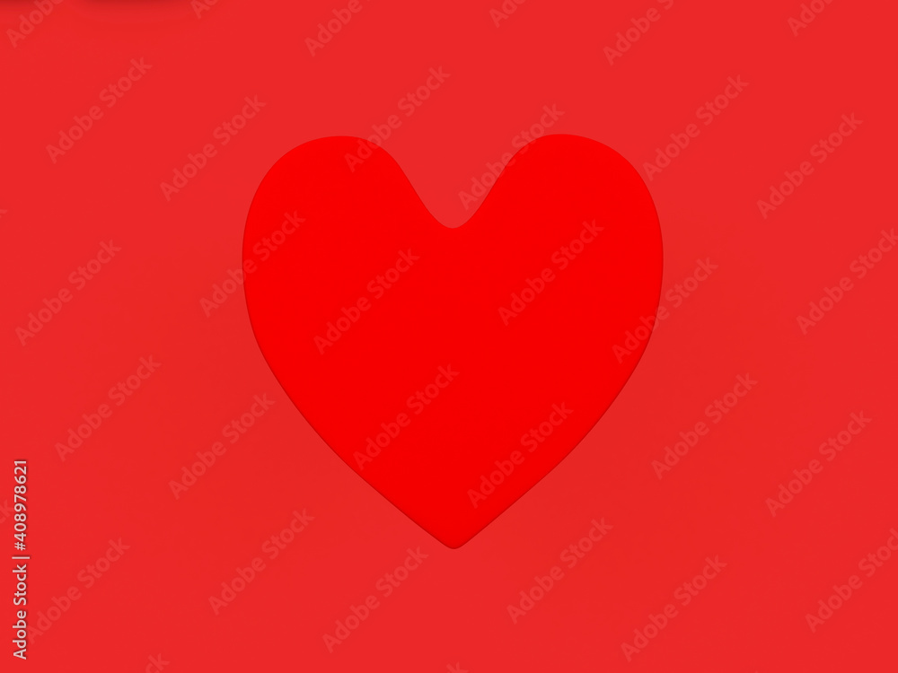Heart icon on red. 3d illustration 