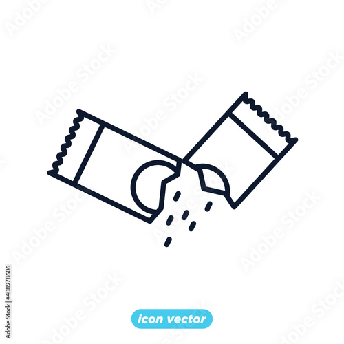 Sachet icons. sugar powder packet icon. Packet soluble powder symbol Vector illustration