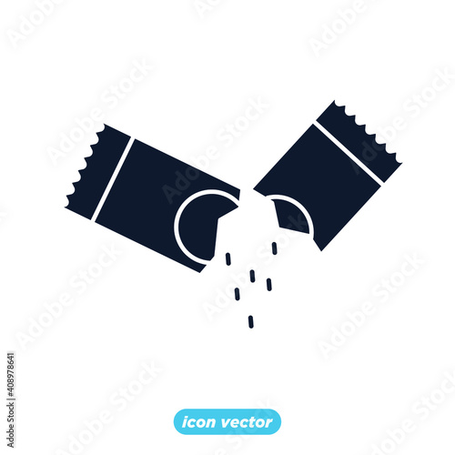 Sachet icons. sugar powder packet icon. Packet soluble powder symbol Vector illustration