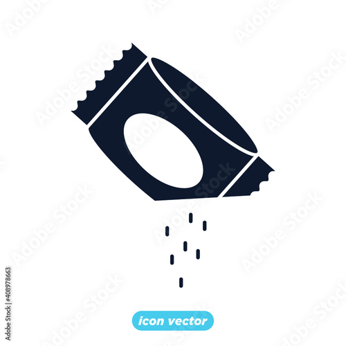 Sachet icons. sugar powder packet icon. Packet soluble powder symbol Vector illustration
