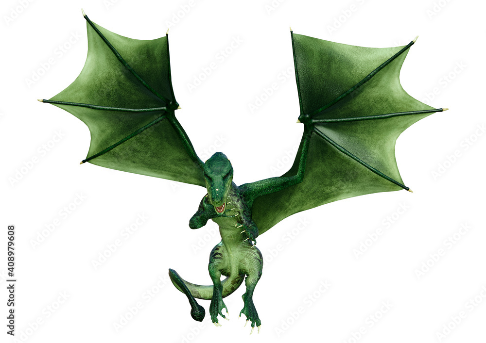 Fototapeta premium 3D Rendering Fairy Tale Dragon on White