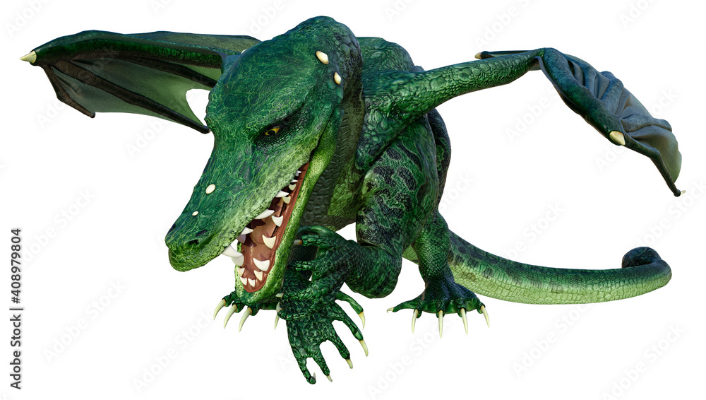 Fototapeta premium 3D Rendering Fairy Tale Dragon on White