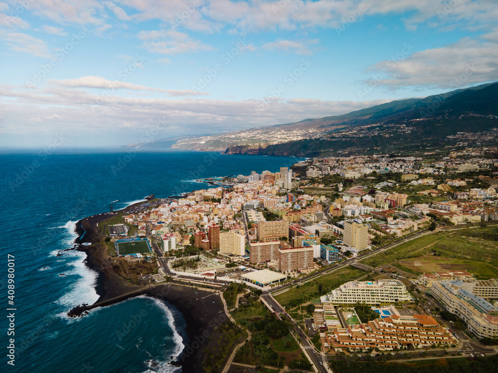Aerial view on Puerto de la Cruz in Tenerife, Canary Islands, Spain