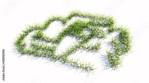 Concept or conceptual green summer lawn grass symbol shape isolated on white background  sign of a formula one car. A 3d illustration metaphor for motorsport  competition  race  speed and power