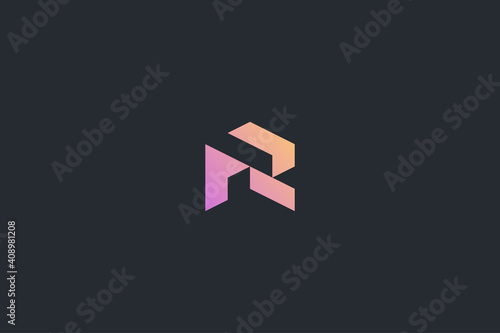 Minimal Modern Abstract Letter R Dark Background Logo Template