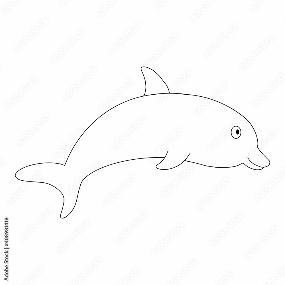 Obraz premium Coloring book for kids with a dolphin.
