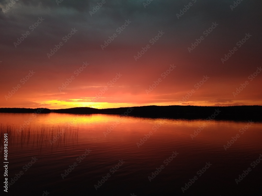 Sunset on the lake (Finland) 