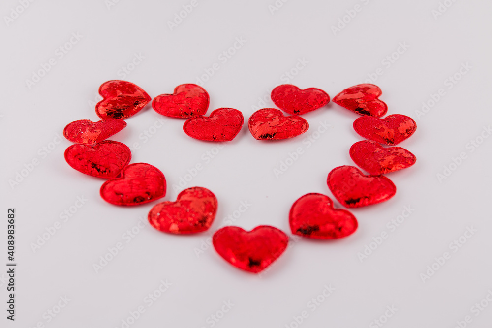red heart made of hearts for Valentine's Day Valentine's Day february 14 on white background red heart made of hearts for Valentine's Day Valentine's Day february 14 on white background