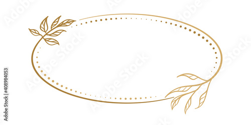 Vector horizontal oval dotted frame with floral decoration