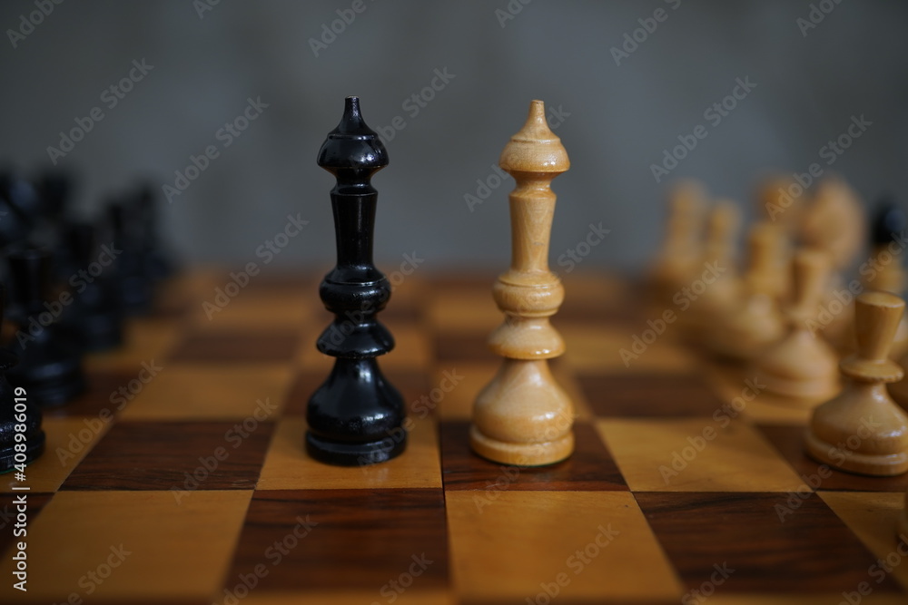 Chess table with figures, king face to face with other king Chess table with figures, king face to face with other king