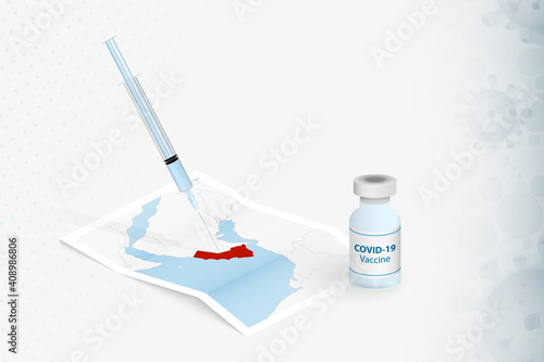 Oman Vaccination, Injection with COVID-19 vaccine in Map of Oman.