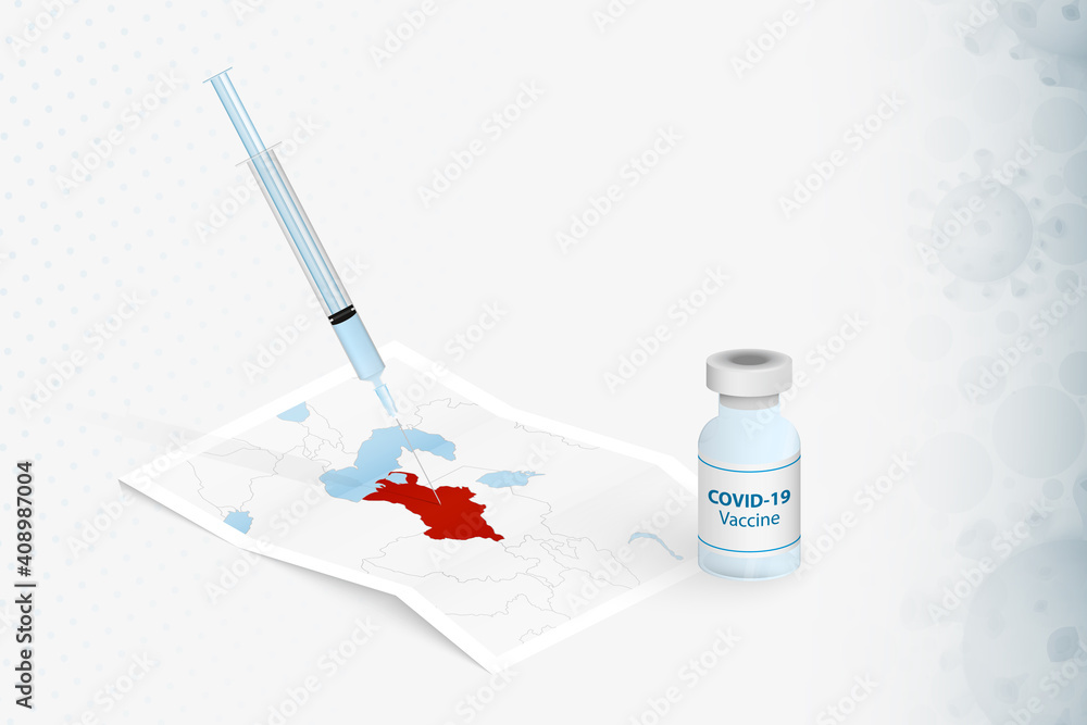 Turkmenistan Vaccination, Injection with COVID-19 vaccine in Map of Turkmenistan. Turkmenistan Vaccination, Injection with COVID-19 vaccine in Map of Turkmenistan.
