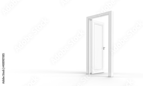 open white door on a white background photo