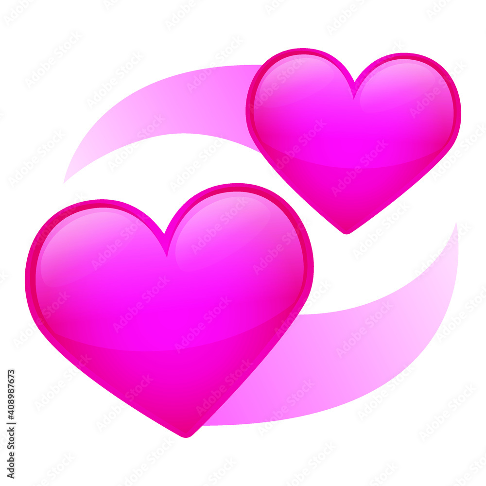 Revolving Pink Hearts Love Emoji Icon Object Symbol. Gradient Vector Illustration Clip Art Design Cartoon Isolated Background.