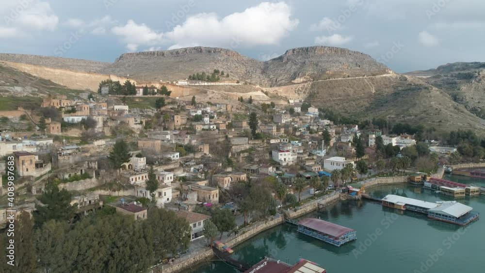 Aerial view of Sunken City Halfeti in Sanliurfa. 4K Footage in Turkey Aerial view of Sunken City Halfeti in Sanliurfa. 4K Footage in Turkey