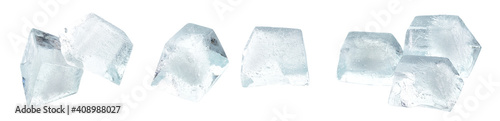 Fying Ice cubes isolated on white background
