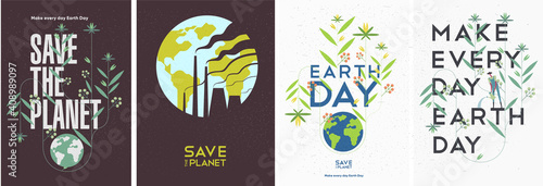 Earth Day. International Mother Earth Day. Environmental problems and environmental protection. Smoking pipes. Vector illustration. Set of vector illustrations