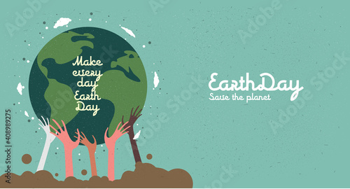 Earth Day. Caring for Nature. International Mother Earth Day. Environmental problems and environmental protection. Flat vector illustration.