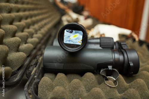 Thermal rifle scope for shooting.