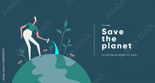 Earth Day. International Mother Earth Day. Environmental problems and environmental protection. Caring for Nature. Flat vector illustration.