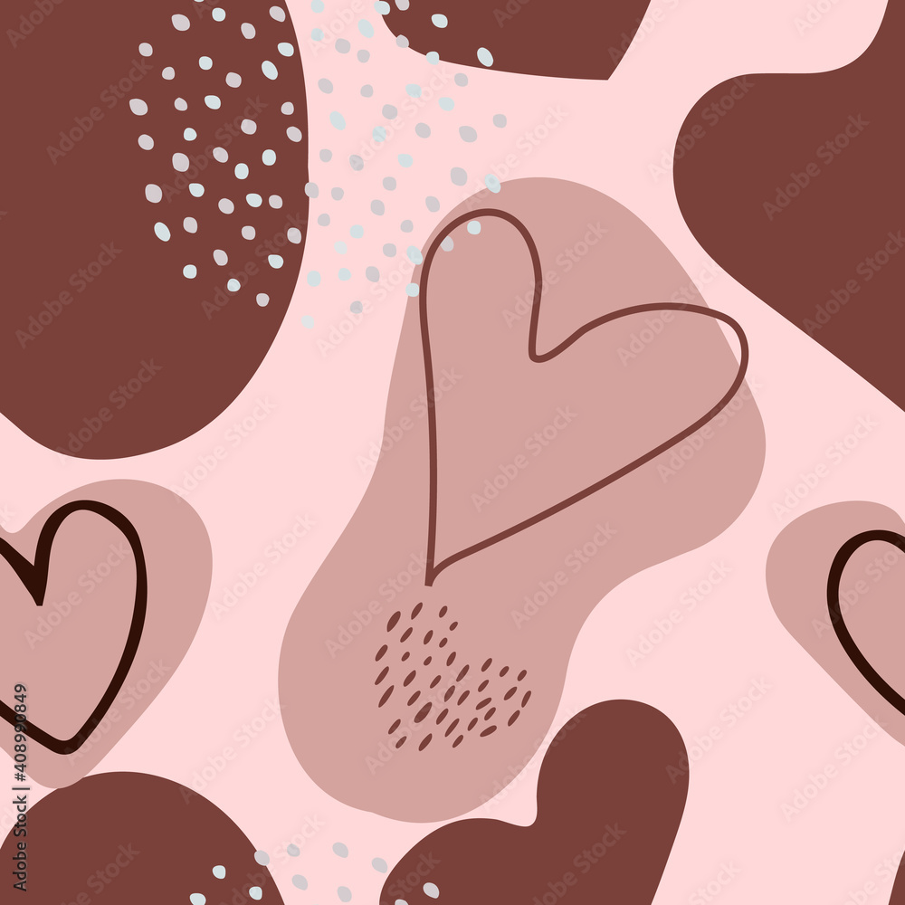 Abstract seamless pattern with hearts in pastel colors. Background for wallpaper, design, wrapping paper, posters.