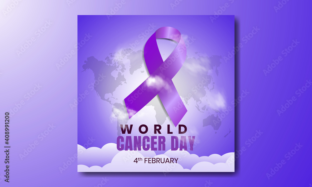 Fototapeta premium 4 February world cancer day vector. purple gradient background design